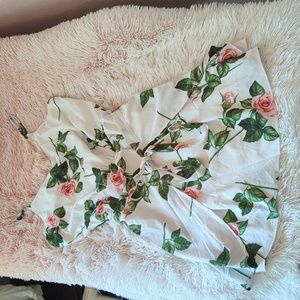 Grace Karin medium floral white dress pink roses